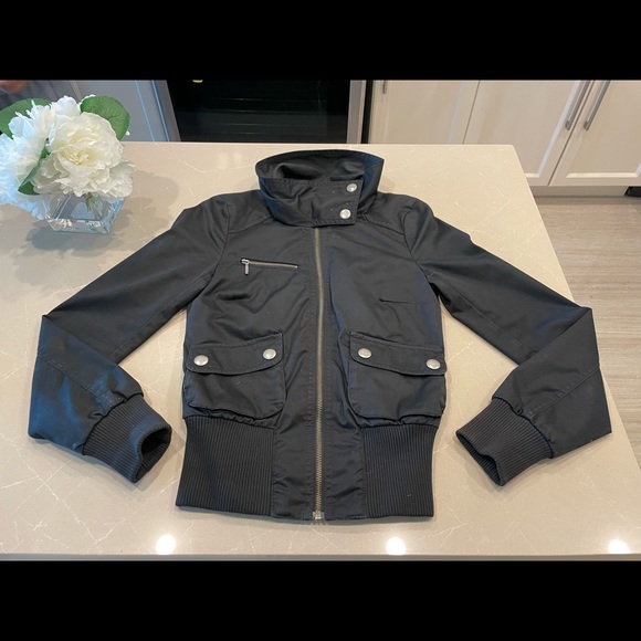 Jackets & Blazers - H&M Divided Black Jacket High Stand Collar size 2